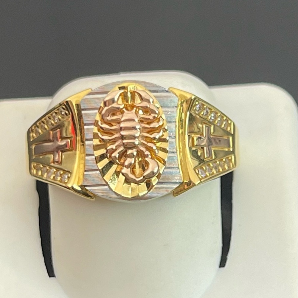 Solid 925 Silver Scorpion Cross Ring With 18k Ove… - image 1